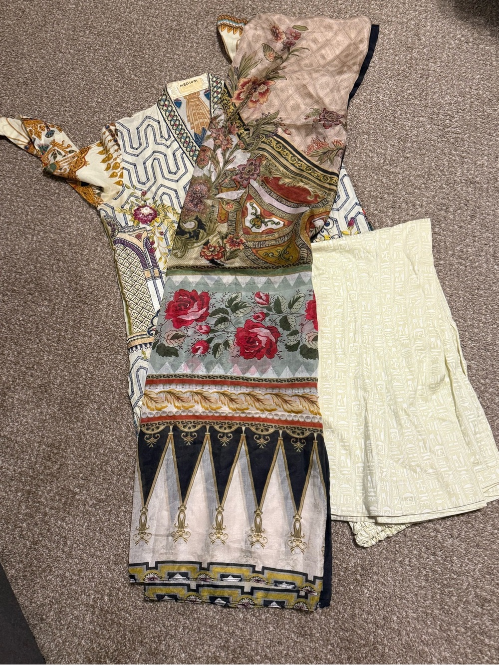 Kids Printed Floral A-Line Dress - White & Pink - Picture 9 of 10